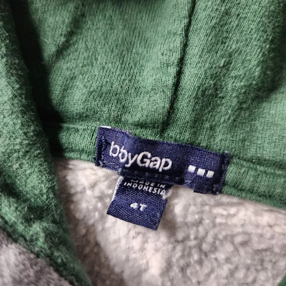 Vtg Gap Kids Grey Y2K Spell Out Logo Sweatshirt Pullover Hoodie Size 4T